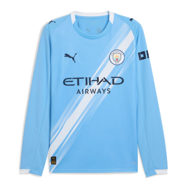 2025-26 Manchester City Home Long Sleeve Soccer Jersey Shirt